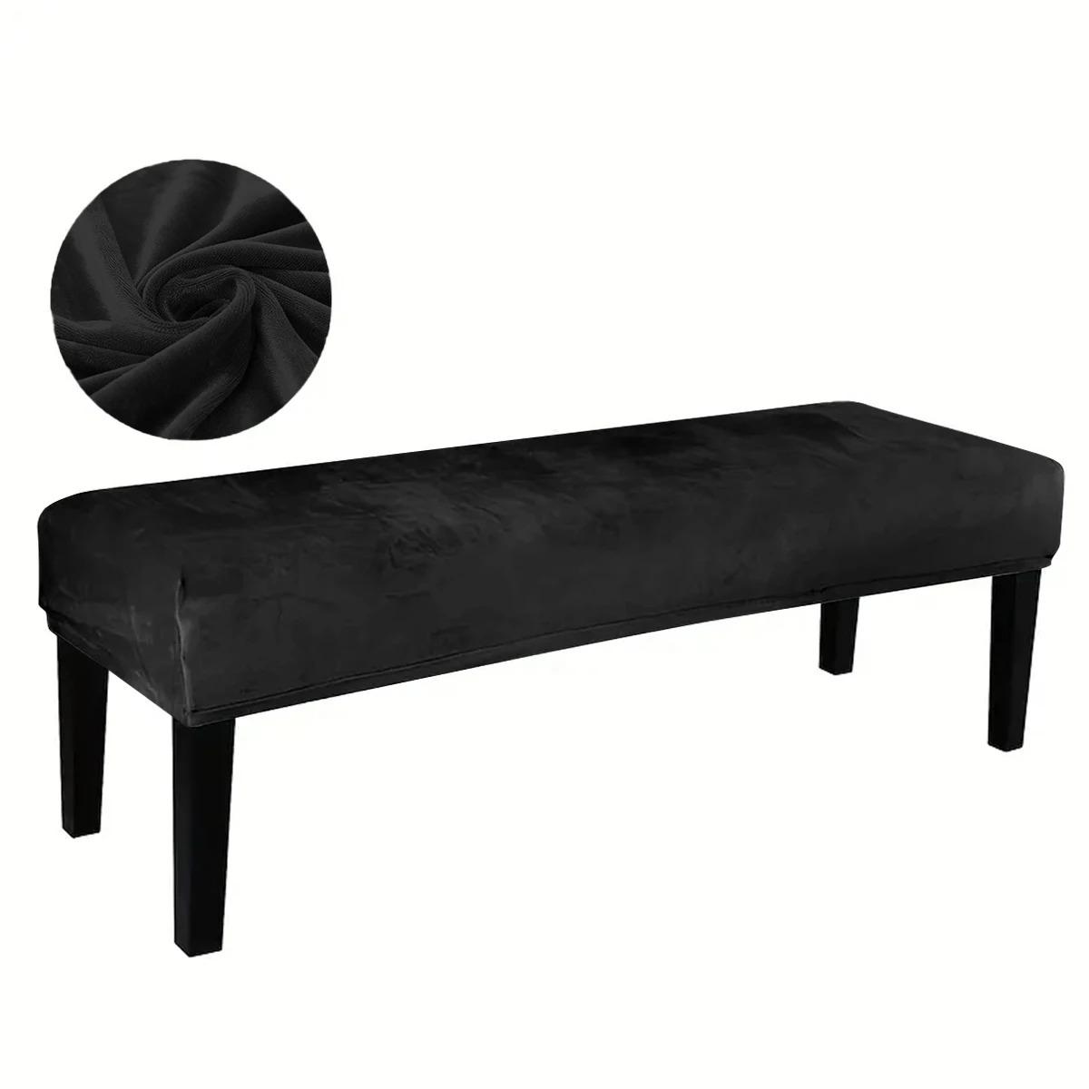 

1pc Soft Velvet Bench Cover for Dining Room Bedroom Rectangular Elastic New Decor Chair Covers Removable Washable Stretch Seat чорний