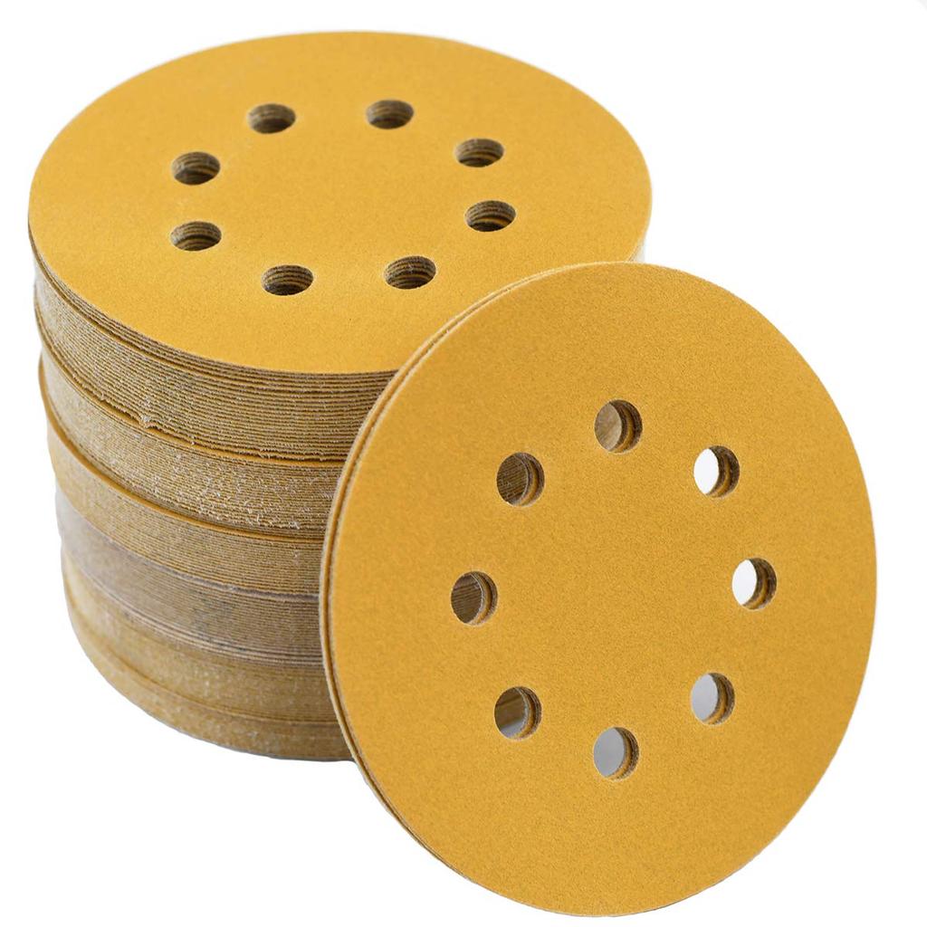 100PCS 5-Inch 8-Hole Hook and Loop Sanding Discs 120-Grit Random Orbit Sandpaper, 100-Pack