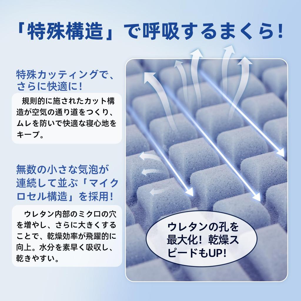 YK YUKO Melting Light Pillow, Memory Foam Pillow, 6540cm, 10cm High, Neck Pain Relief, Textured Cut, Pressure Dispersion, Supports Head, Neck, and