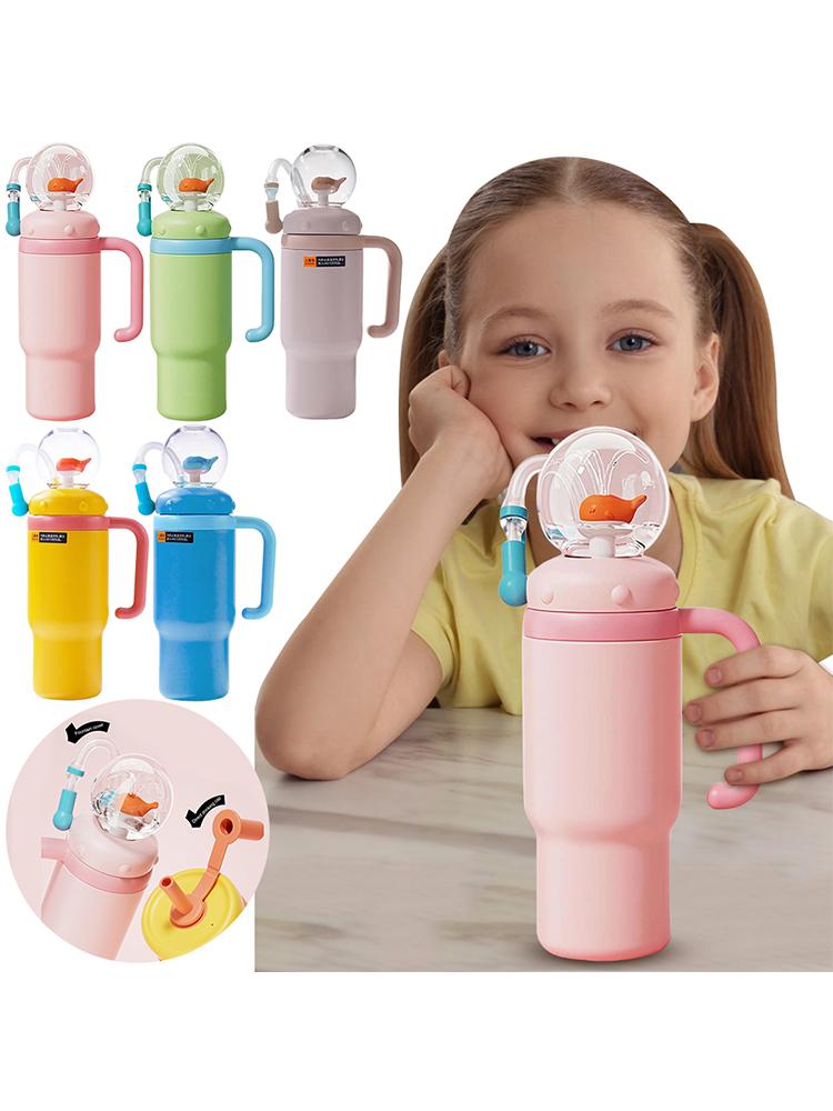 24oz Nerezový hrnek s velrybou a uchem Velrybí pohárky na vodu pro děti, teenagery a dospělé