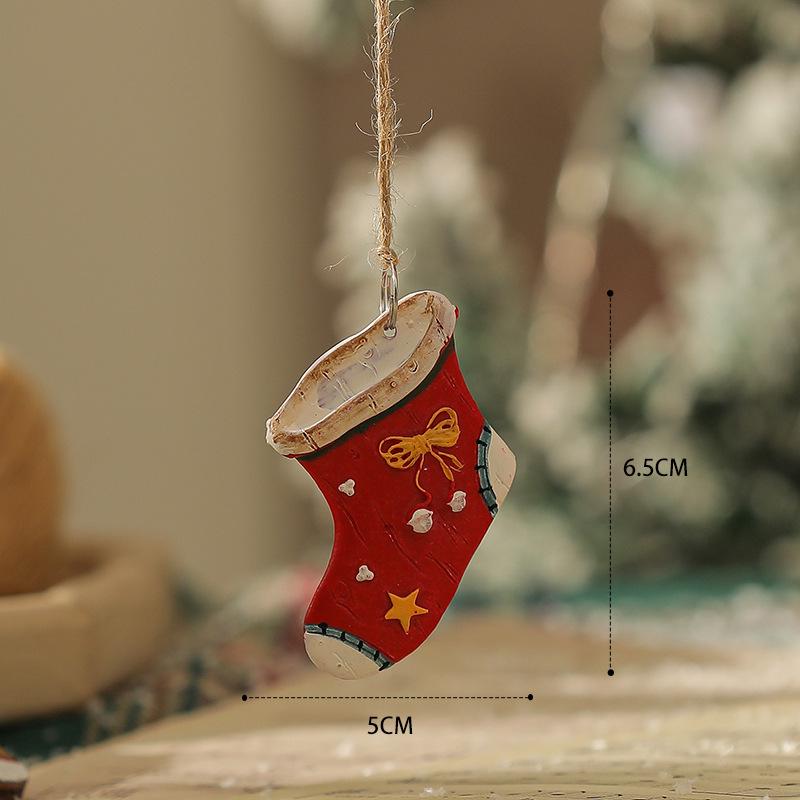 American Retro Christmas Snowman Cane Resin Pendant for Tree Decoration