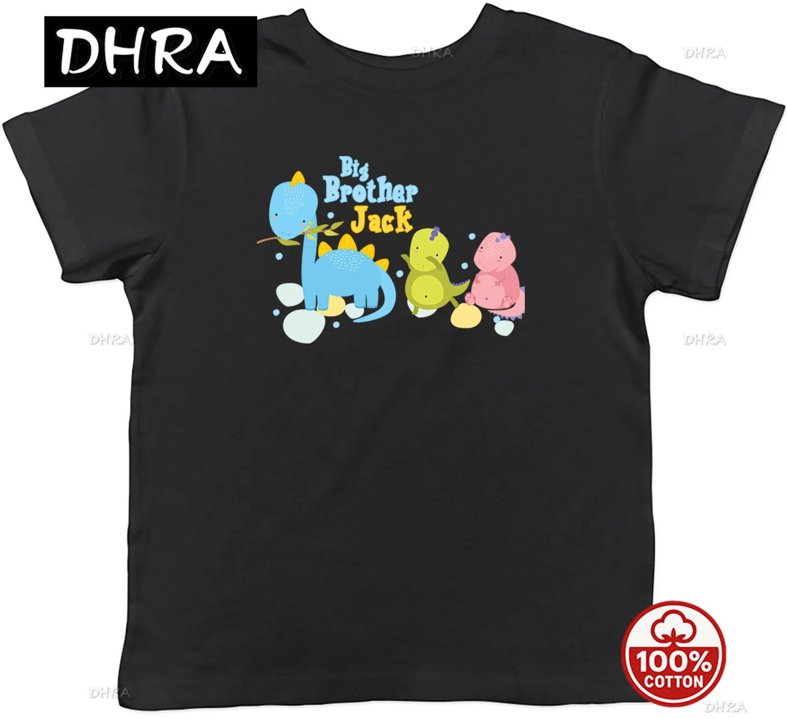 Personalised Big Brother Kids TShirt Any Name Dinosaurs Childrens Boy Girl Mujer for Travel Retro Trendy Printed Tee Hip Hop S