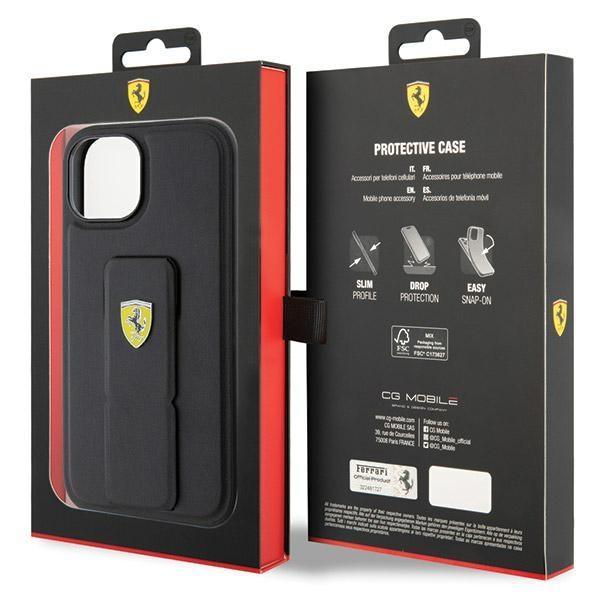 Ferrari Fehcp15Sgspsik Iphone 15 / 14 / 13 6.1 Czarny/Black Hardcase Grip Stand Metal Logo