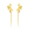 Fashion Metal Three-Dimensional Flower Fringed Chain Stud Earrings, Design Pleated Oil Dripping Petal Earrings