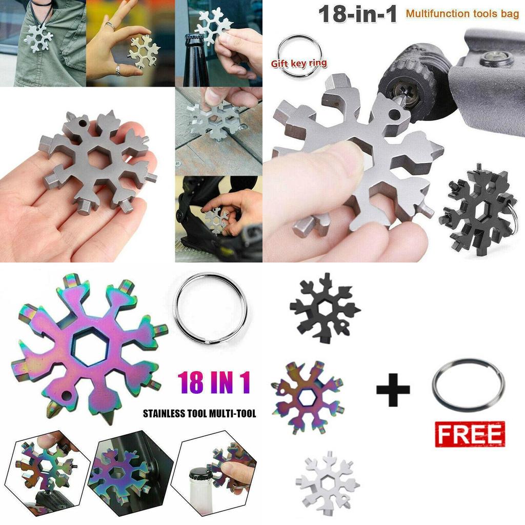 Compact And Durable 18 In 1 Snowflake Multi Tool With Convenient Key Chain Attachment