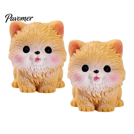 Small Decorative Figurines 2Pcs Mini Dog Figurines, Cute Resin Puppy Miniature Animal Figures, Car Dashboard Decorations Ornaments for Micro