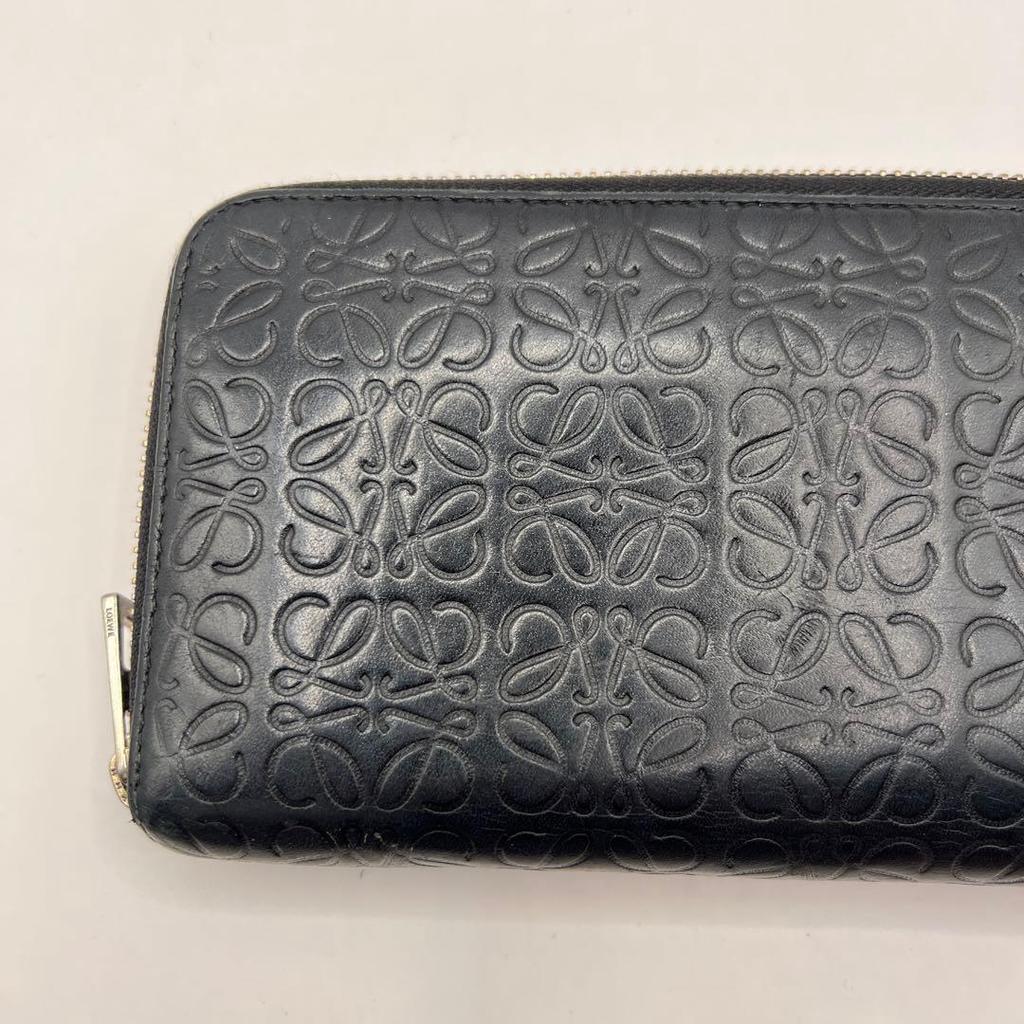 Used Popular Loewe Long Wallet Repeat Anagram Black