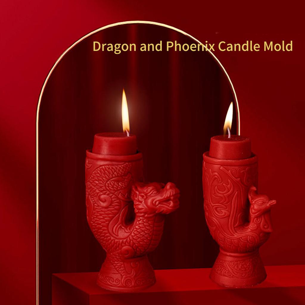 Dragon Phoenixes Fondant Cake Decoration Mould DIY Chocolate Epoxy Mold Manual Candle Aromath Soap Molds for Decorations