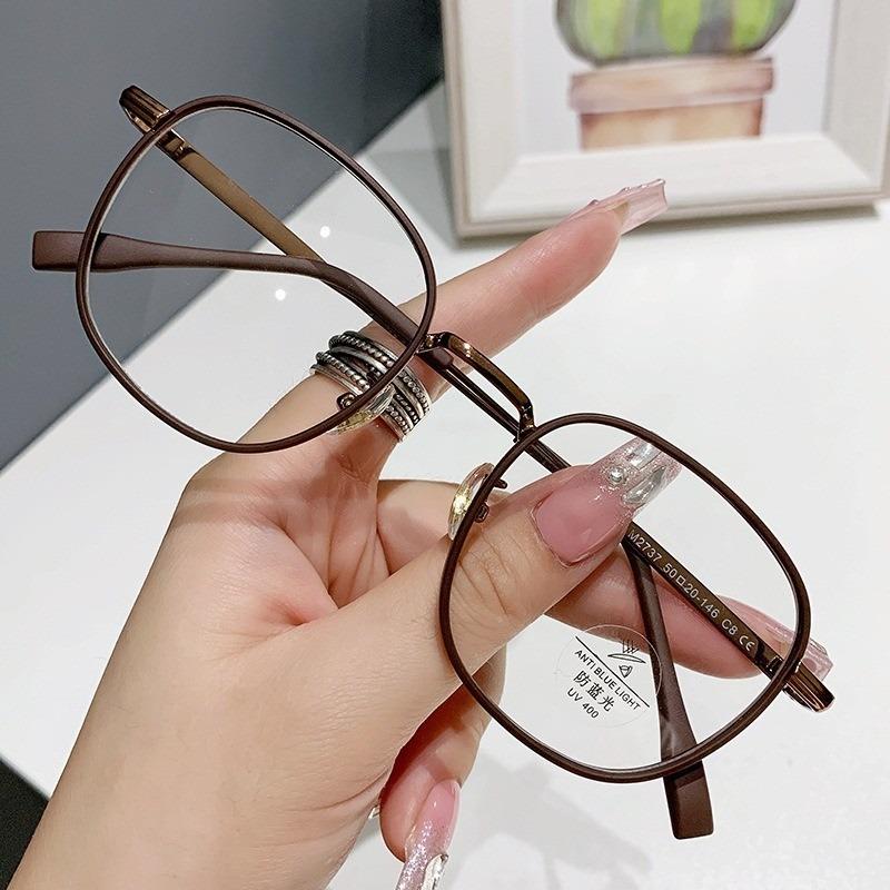 

2 в 1 квадратные металлические фотохромные солнцезащитные очки антирадиационные очки для женщин мужчин коричневый