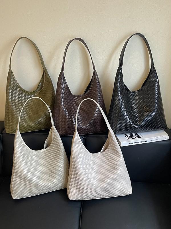 Korean Retro Large Capacity Woven Shoulder Tote - Women's Fashionable Versatile High-End Underarm Bag