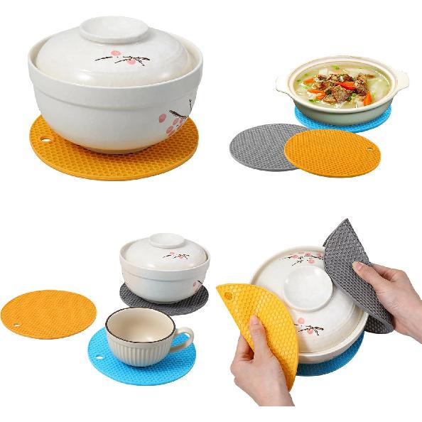 3Pcs Rubber Jar Opener,Round Large Jar Opener Gripper Pad Kitchen Non-Slip Coasters for Weak Hands,6.7x6.7Inch(Gray,Blue,Orange)