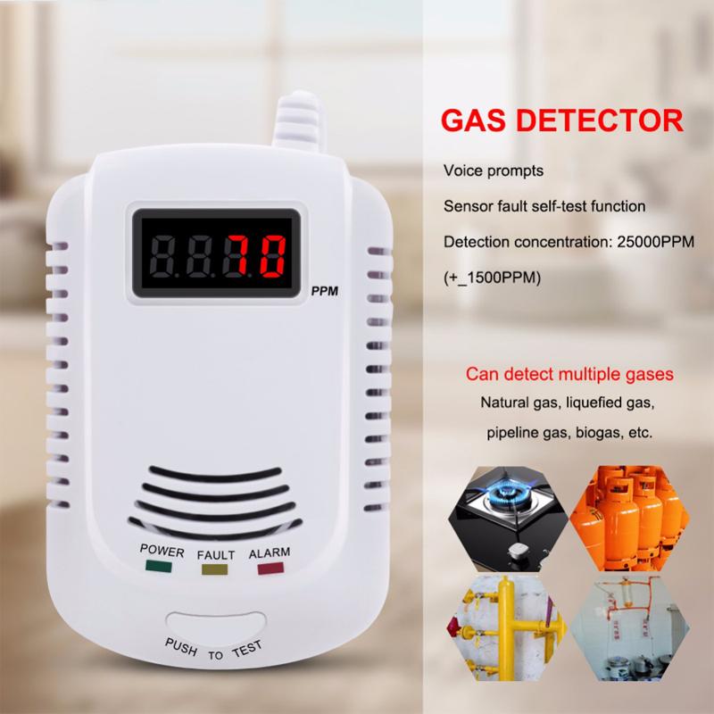 CO and Gas LCD Gas Detector, Home Natural Gas/Methane/Propane/CO Alarm, Leak Sensor Detector with Voice Promp and LED Display