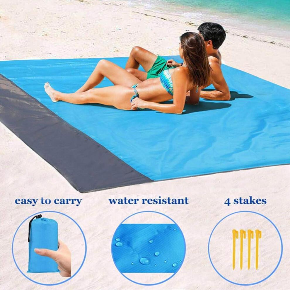 2x2.1m Waterproof Pocket Beach Blanket Folding Camping Mat Mattress Portable Lightweight Mat Outdoor Picnic Mat Sand Beach Mat