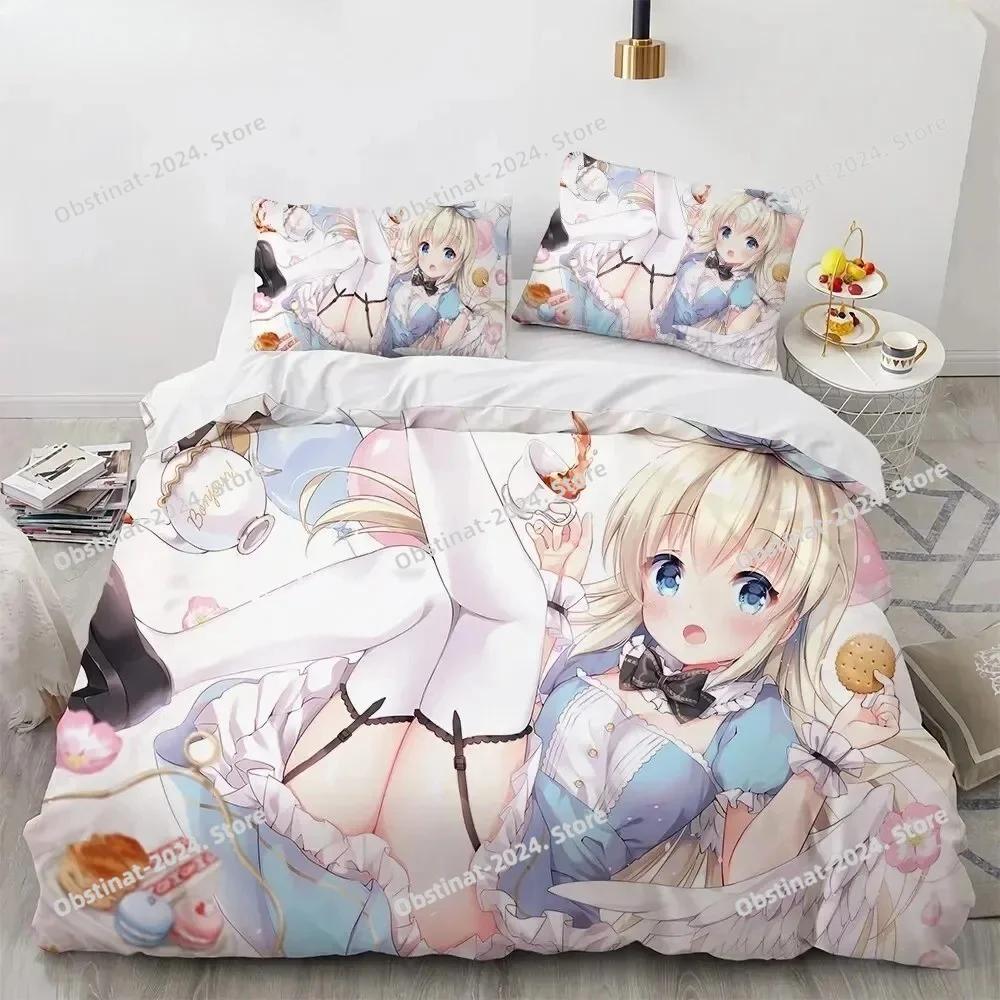 Kawaii Anime sexy Girl Bedding Set Printed With Pillowcase Bed Duvet Cover Single Double Queen Super King Size Boys Girls Adults