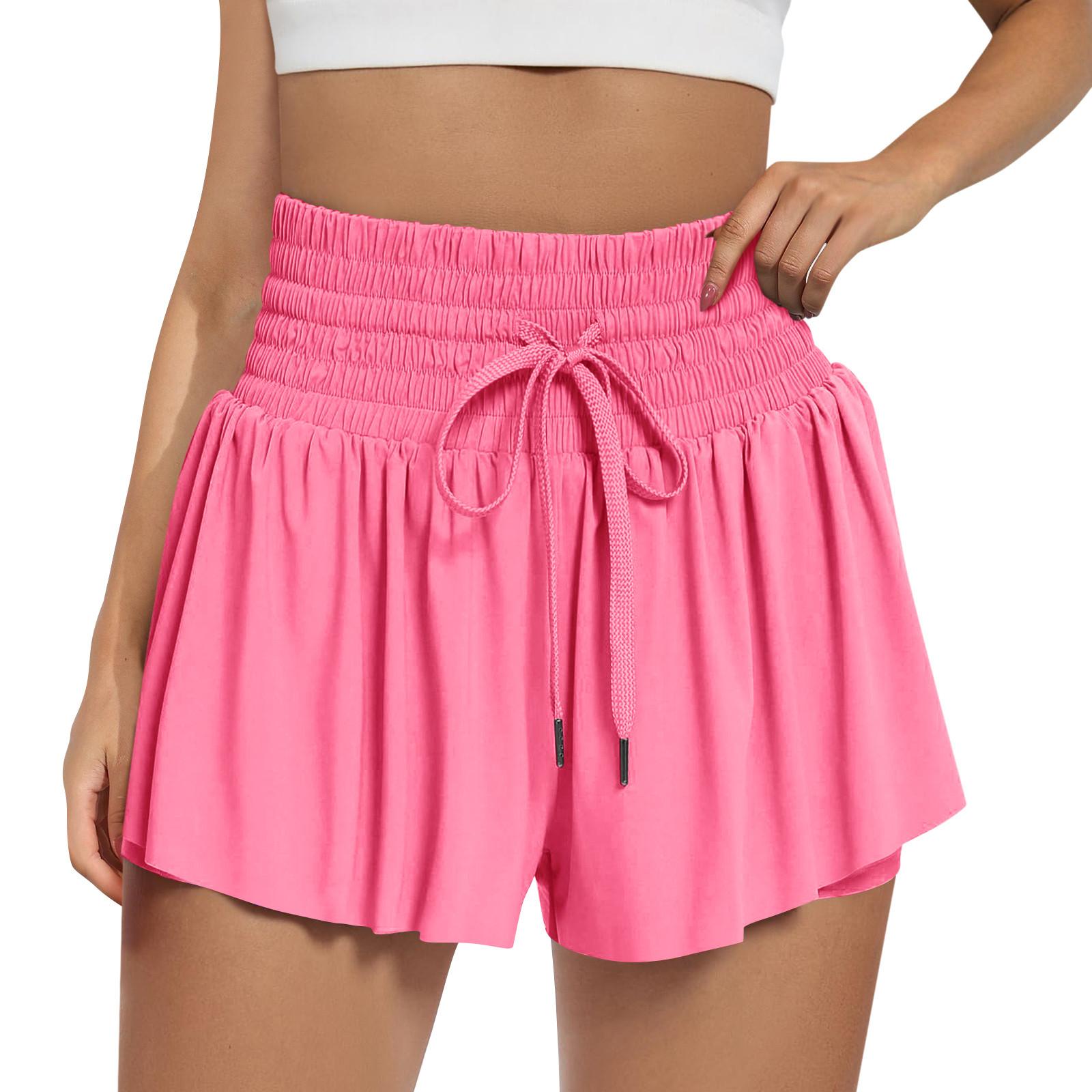 

Струящиеся спортивные шорты для женщин с высокой талией, тренажерный зал, йога, теннисная юбка для бега, юбка-корт, милая одежда, повседневное лето L