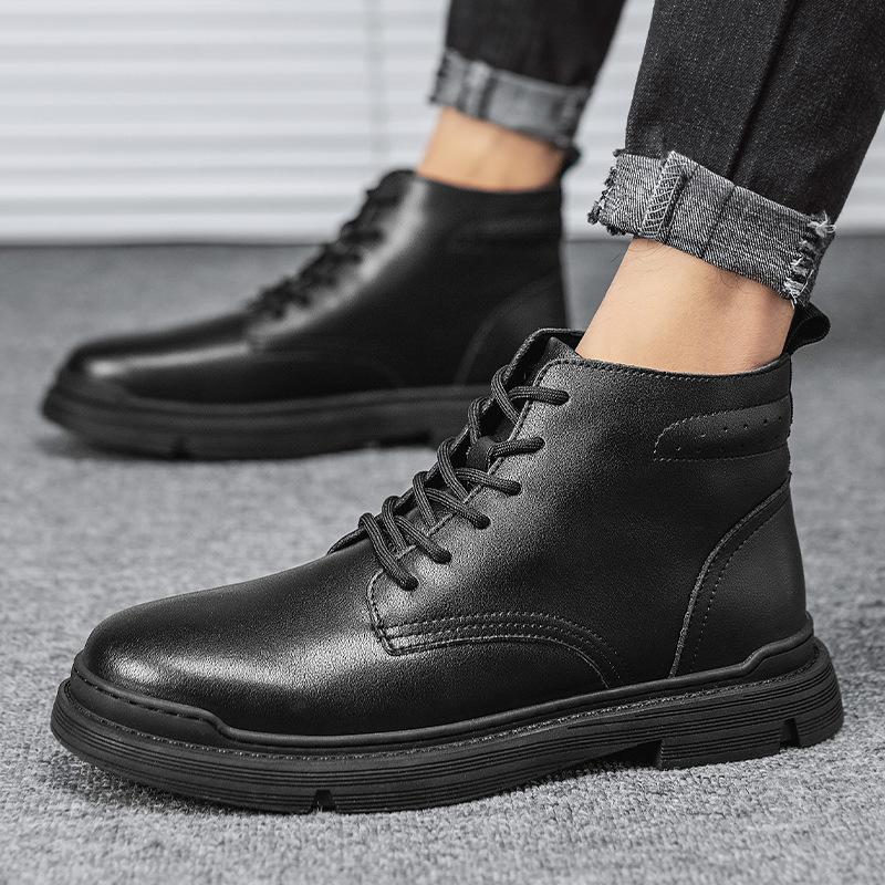 Autumn and Winter 2025 New Martin Boots Men's High-top British Style Retro Leather Large-size Men's Shoes Tooling Boots Medium-top Leather Boots