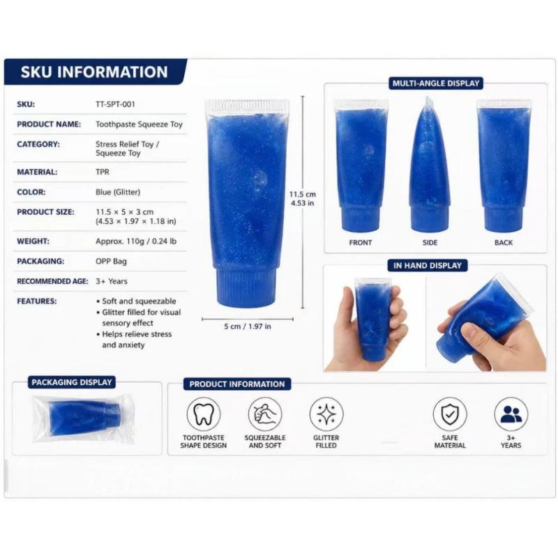 Toothpaste Pattern Squeeze Stress Ball 1Pcs Fun Anti Stress Fidget Toy Perfect for Kids Adults Party Favor Gifts
