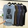 Mid-Length Beauty Print Hooded Tshirts Summer women's Modal Hoodies Casual Tee Tops short sleeves Solid color All match