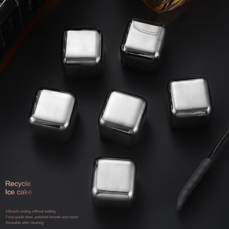 

6 шт. Многоразовые кубики льда из нержавеющей стали для охлаждения пива, вина, водки, виски, камни для охлаждения напитков, барные инструменты