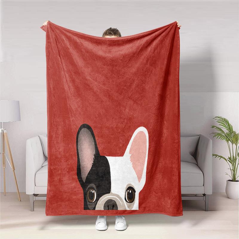 Cute cartoon dog digitalprinted polyester Bedroom velvet flannel soft sofa cover blanket Fleece soft sofa cover blankets