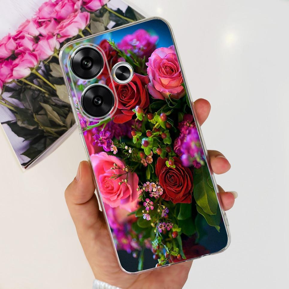 Flower Butterfly Women Fashion Back Cover For Xiaomi Redmi Turbo 3 Phone Funda Transparent Soft TPU Silicone Coque For Poco F6