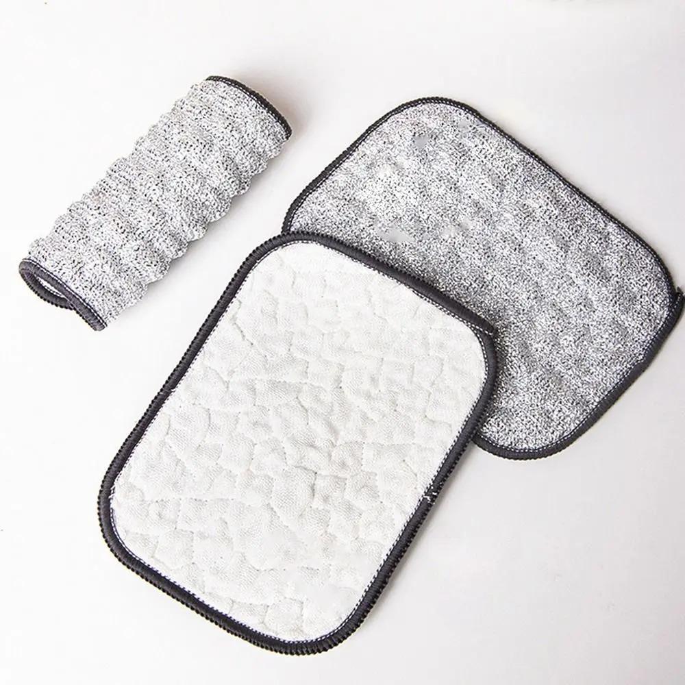 20PCS Wiping Rags Kitchen Scrubber Wire Dishcloth Double-sided Silver Silk Cotton Yarn Cleaning Towel Pot Dish Washing Cloths Scouring Pad