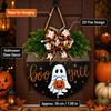 2D Flat Wooden Hanging Door Sign Ghost Round Doorplate  Halloween Festival Decoration