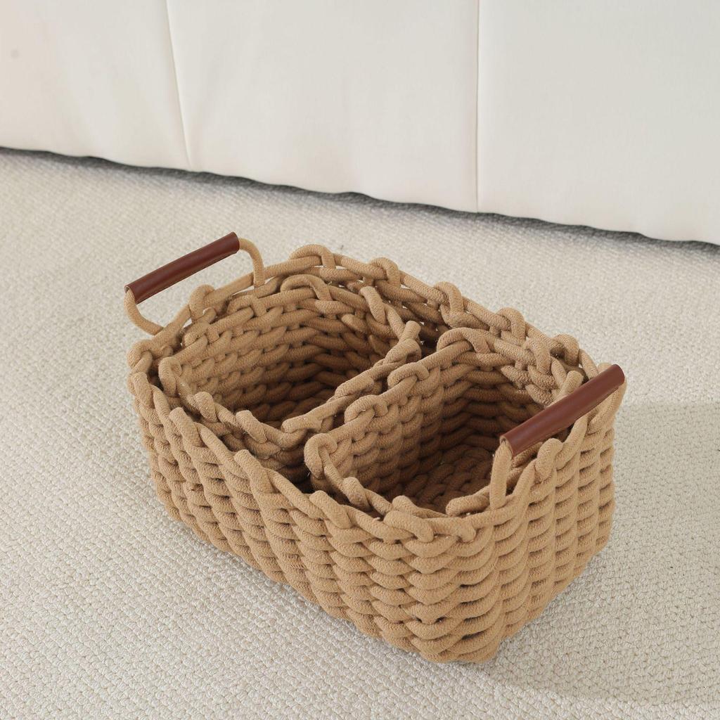 Braided Cotton Rope Multi-Color Storage Basket - Nordic Style Makeup & Sundries Organizer