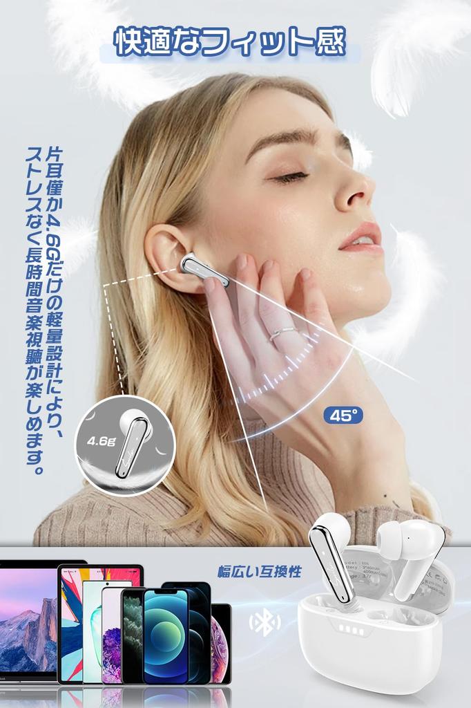 [Balanced Sound Quality, ANC Mode] Wireless Bluetooth 5.4 Earbuds with Automatic Pairing, Touch Control, Hi-Fi Sound Quality, ENC Noise Cancelling,