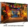 A huge day death party banner background - vibrant Mexican folk art designs of skulls and flowers