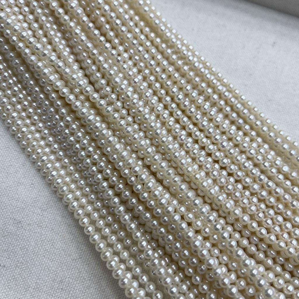 1 Strang, Weiße Natürliche Süßwasserperlen, 3,5-4,5 mm Handgefertigte Reiskornperlen zur Schmuckherstellung DIY Halskettenzubehör, Muttertagsbasteln 36 cm
