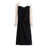 Women's Plus Size Square Neck Dress - Autumn 2026 Retro Patchwork Slim Fit with Long Sleeves