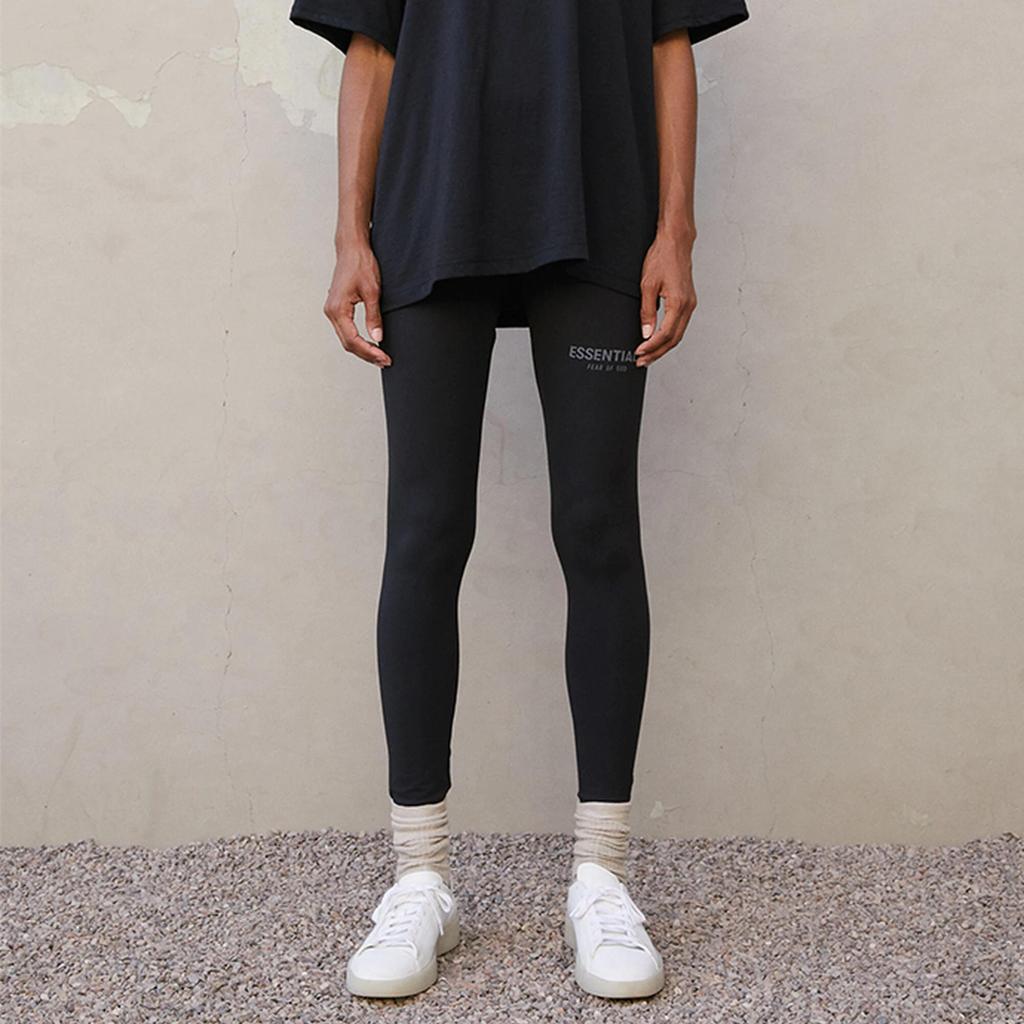 Fear of God Essentials Fw21 Athletic Legging Black Logo Printed Skinny American Heavyweight Knit Sports Pants Unisex Black FOG-FW21-033