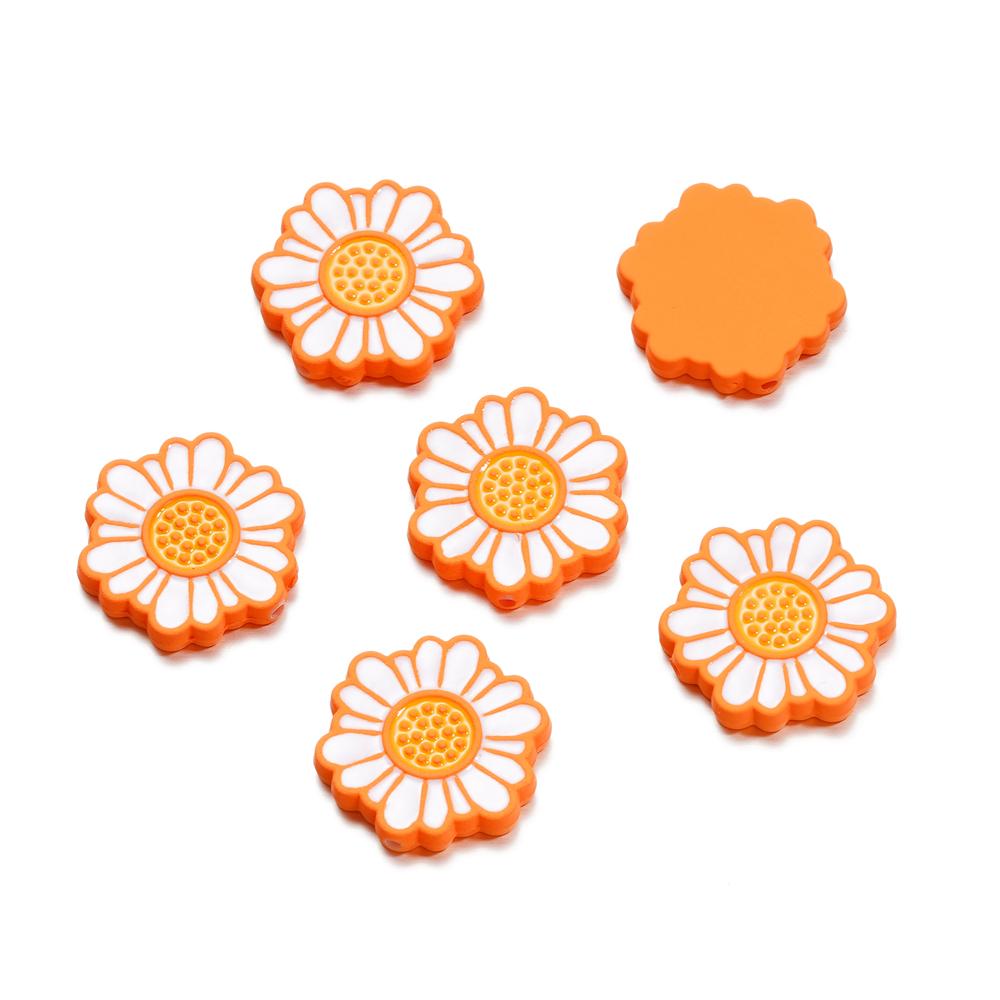 5Pcs/Lot 23*24.6mm Acrylic Daisy Shape Loose Spacer Beads for DIY Jewelry Making Necklace Bracelet Findings Accessories