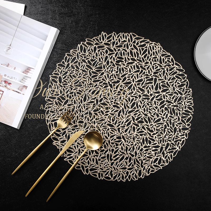 Creative Heat-Insulating PVC Cutout Placemat & Coaster for Restaurant or Room Decoration with Hot Stamping