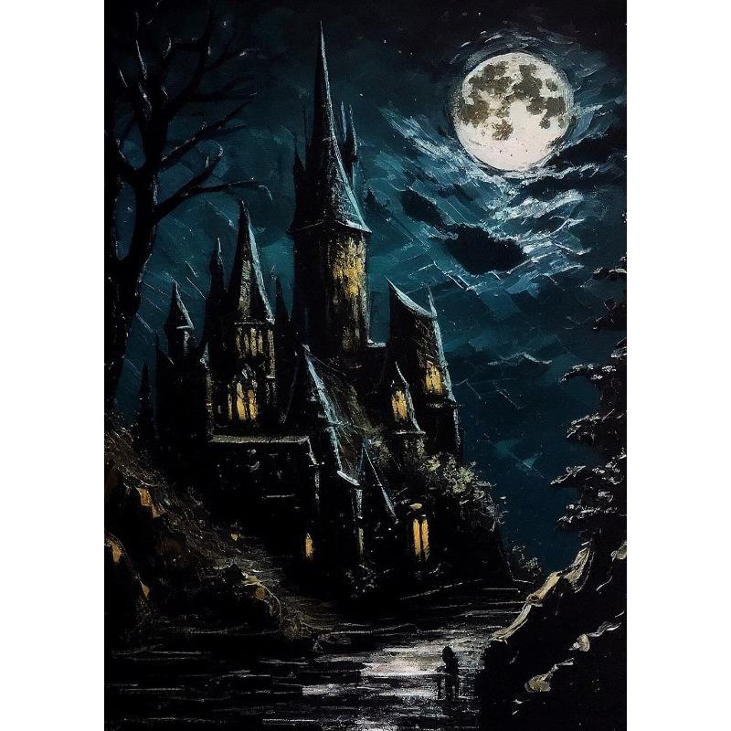 

Постер Звездная Ночь Замок Волшебников Магическая Школа Холст Картина Принт Настенное Искусство Картина Готика для Гостиной Домашний Декор 21cm×30cm NoFrame