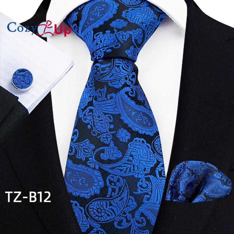 Cozy Up Three-piece Set Paisley Fashion Business Men's Tie Includes Tie Cufflinks Handkerchief