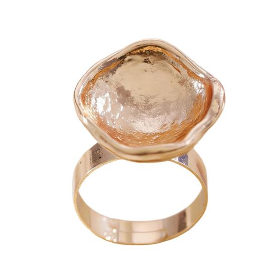 Finger Ring Imitation Pearl Embellishment Artistic Irregular Shape Wide Double-Strip Design Women Ring Anti-Oxidation Jewelry C