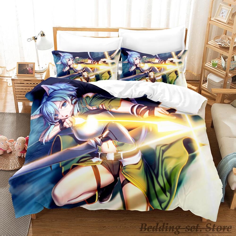 2023 Sword Art Online II Bedding Set Single Twin Full Queen King Size Bed Set Adult Kid Bedroom Duvetcover Sets Anime Bed