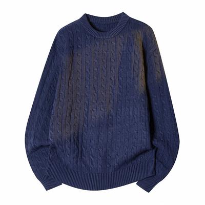 Men's Warm Fashionable Versatile Large Size Thick Sweater Soft High Quality Fabric Round Neck Sweater Loose Casual Sports Long Sleeve Knit Sweater