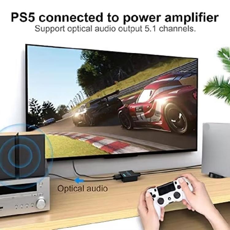 4K HDTV Sound Extractor Digital Sound Converter Left Right 3.5mm Sound Adapter for HDTV Gaming Consoles