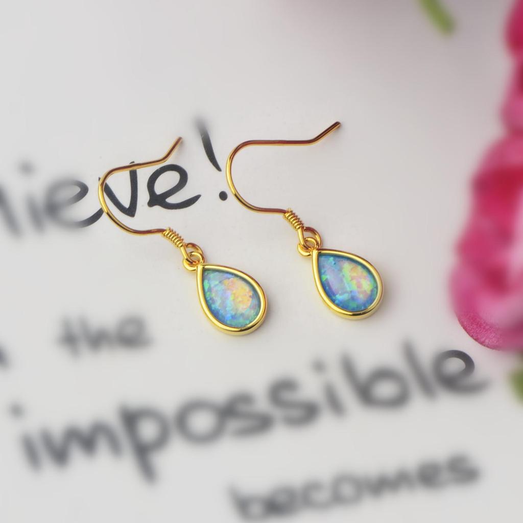 European Style Water Drop Opal Earrings