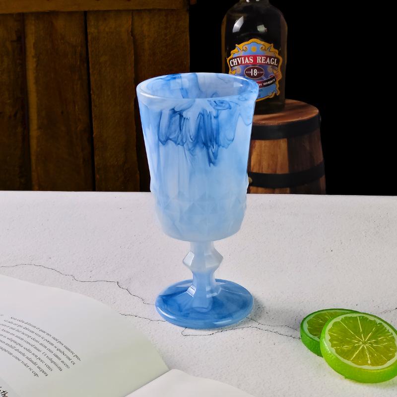 Milk Jade Glass Cup Goblet Glass Wine Glass Colorful Retro Glass Champagne Cocktail Glasses