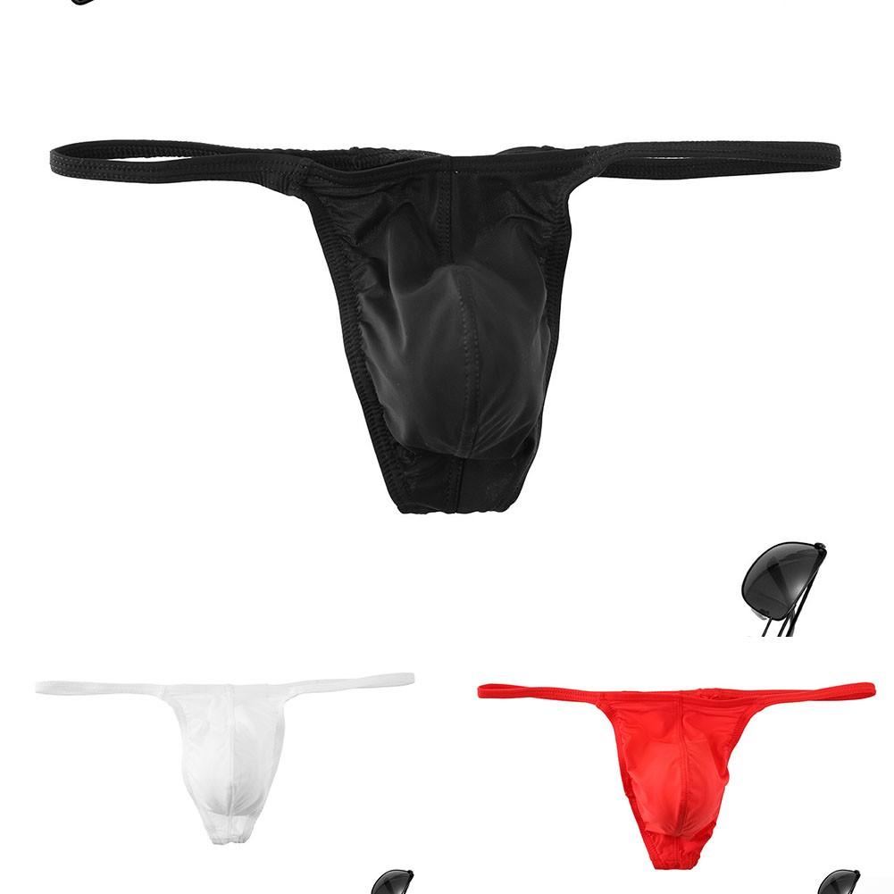 Regular Length Ice Silk Underwear Low Waist Thongs Men Sexy Briefs
