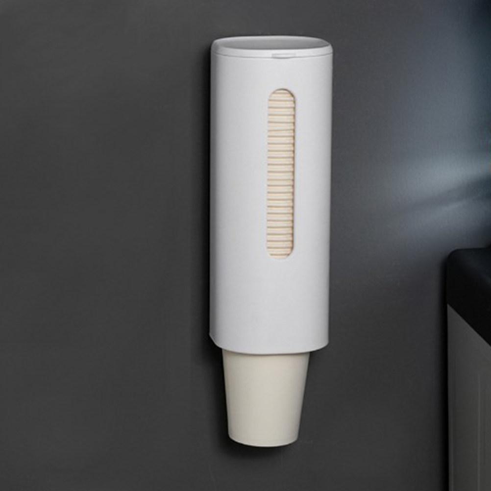 White Automatic Paper Cup Rack Food Grade Material Punch-Free Storage Rack with Dustproof Cap Easy Refill for Water Dispenser