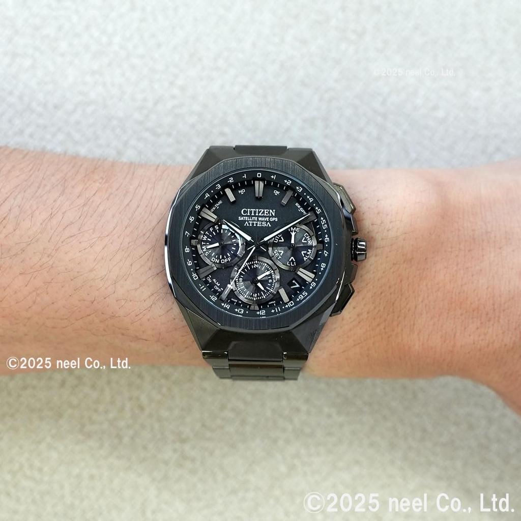 Citizen Attesa Satellite Ceramic Black Titanium Watch, Light-Powered, Eco-Drive, GPS, Radio-Controlled, Waterproof, Black, Bezel, Series, CC4105-69E,