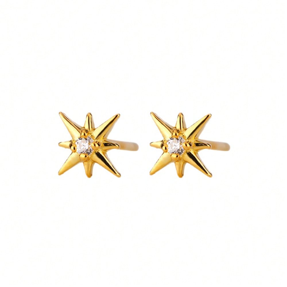 Zircon Octagram Stud Earrings