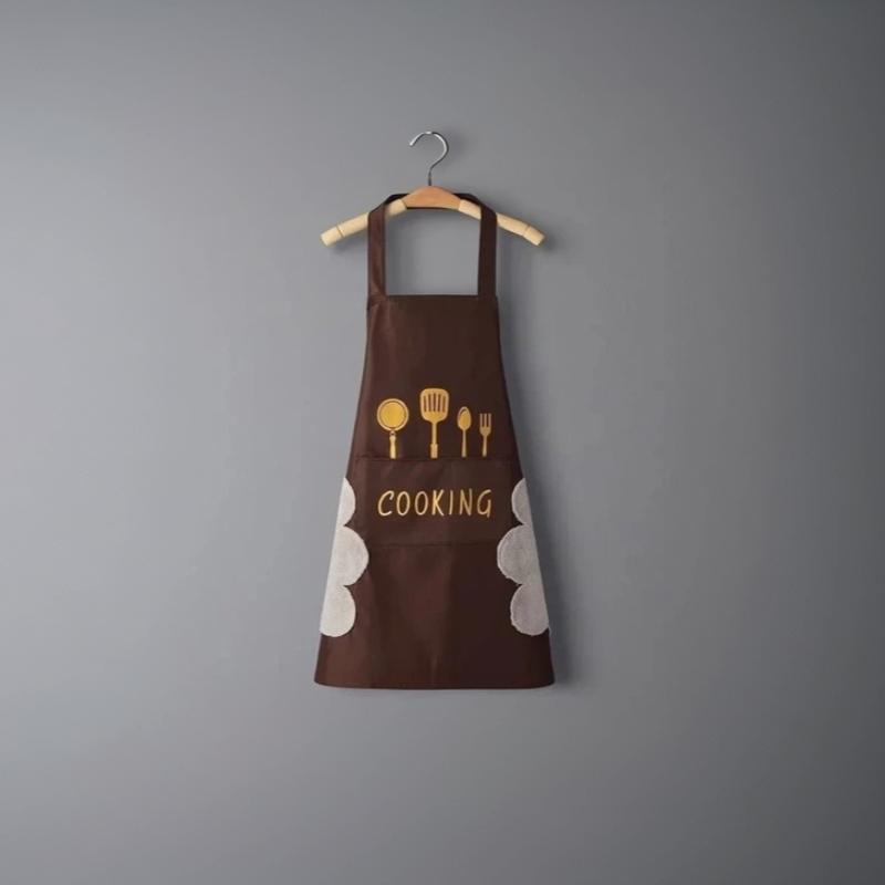Waterproof Oil-Proof Kitchen Apron With Hand Towel, Stylish Couple Design Home Cooking Baking