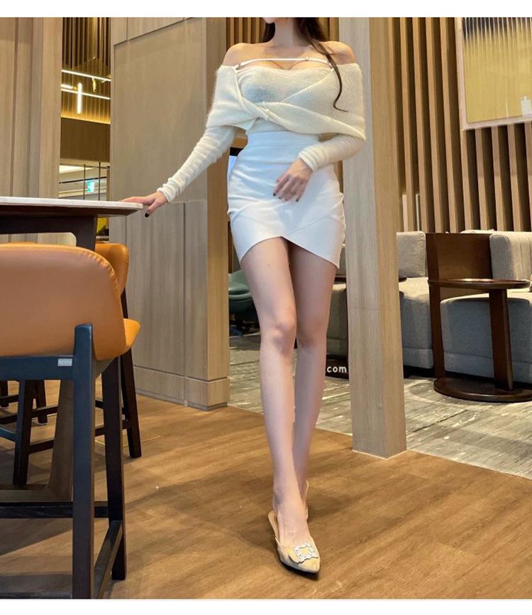 Korean Dongdaemun Elegant High-waisted Pleated Irregular Skirt for Women