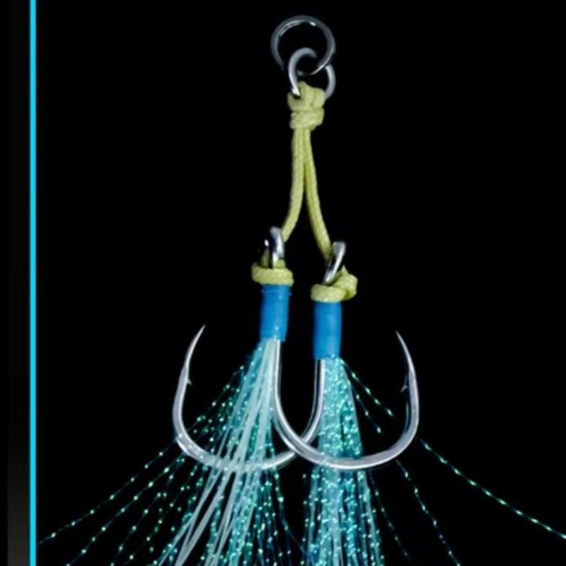 Iron Plate Double Hook with Luminous Kevlar Line – Anti-Bite for Big Fish: Mackerel, Seabass, Black Carp, Slow Retrieve Sea Fishing.